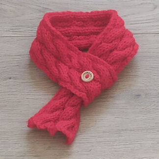 Echarpe en laine "Torsades rouges"